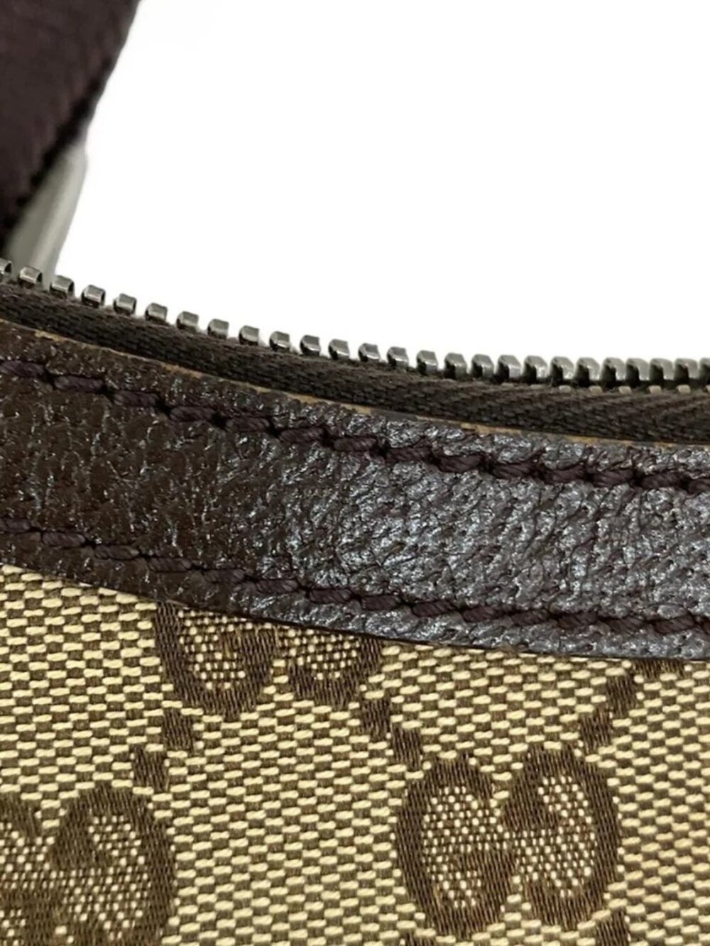 GUCCI GG 181092 Beige Dark Brown Jacquard Leather - Shoulder Bag - Picture 12 of 16